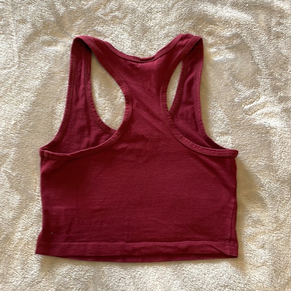 Maroon Razor Back Crop Top - Picture 3 of 4